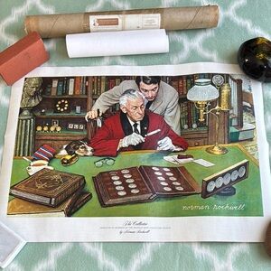 NEW vintage 1973 Norman Rockwell Print on canvas “The Collector” Franklin Mint